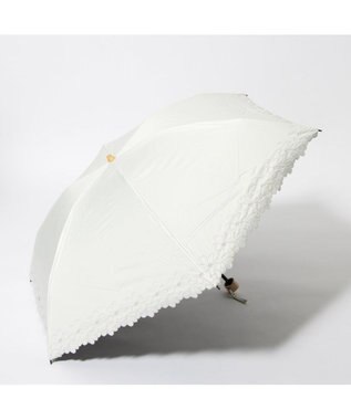 【BK】(L)カシュネ cache nez / 軽量フラワー刺繍カーボン折りたたみ日傘 晴雨兼用 折りたたみ傘  レイン