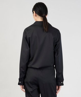 23区 L 【エステータ】ウールシルクギャバジン テーラードブラウス ブラック系