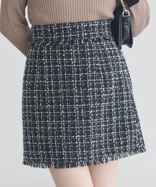 earth music&ecology 【セットアップ可】フリンジツイードミニスカート