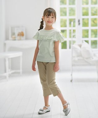 組曲 KIDS 【UVケア】【110-140㎝】フレアラッフル Tシャツ メロン