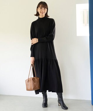 UNFILO ティアード ニットワンピース ブラック