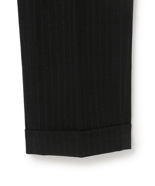 J.PRESS MEN 【J.PRESS ORIGINALS】Wool Silk Angola Chalk Stripes Spindle 1Tuck Piped Stem Slacks / Japan Made ブラック系1