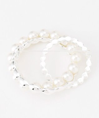 ICB パールサークルブローチ シルバー系