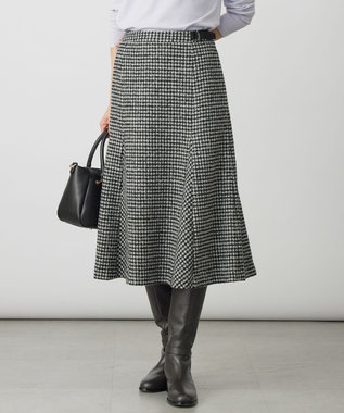 ウールシルク ハウンドトゥース フレア スカート