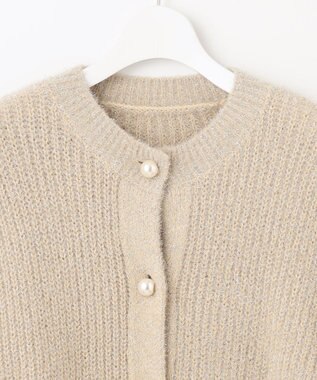 Feroux 【洗える】ラメシャギー カーディガン ベージュ系