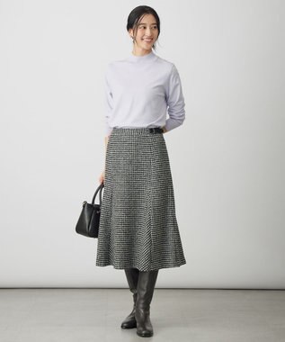 J.PRESS LADIES ウールシルク ハウンドトゥース フレア スカート モノトーン系