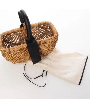 UNBILLION perche アラログ×姫路レザーフラップ付きカゴバッグ ブラック