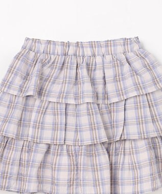 ANY KIDS 【洗濯機可能】ティアード チェックスカパン ブラウン