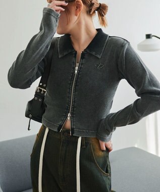 WEGO ヴィンテージライクWZIPトップス スミクロ