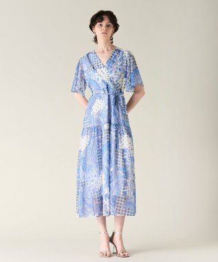 GRACE CONTINENTAL ペイズリーカシュクールワンピース ブルー