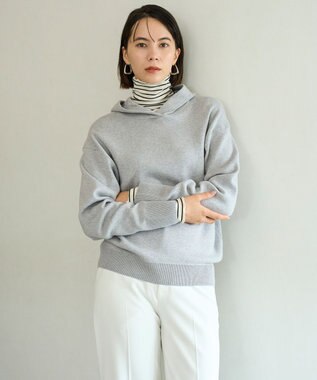 コットンカシミヤニット フーディ