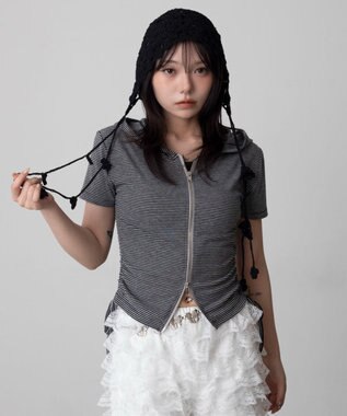 WEGO 半袖ドロストWジップパーカー