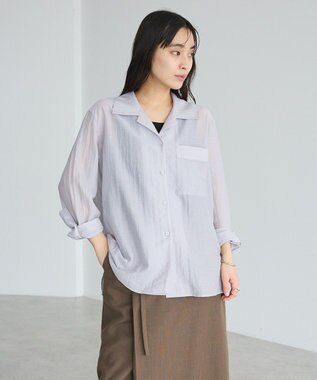 CRAFT STANDARD BOUTIQUE シアーオープンカラーシャツ Light Purple