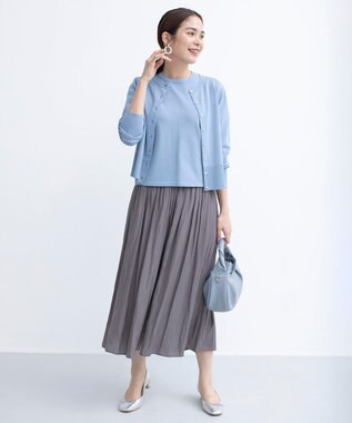 組曲 【UVケア・接触冷感】MINA ニットカーディガン サックス系