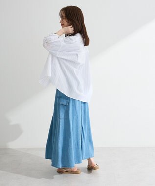 Green Parks 綿麻混シャツ Off White