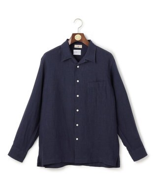 J.PRESS MEN 【LIBECO】リネンオープンカラー シャツ ネイビー系