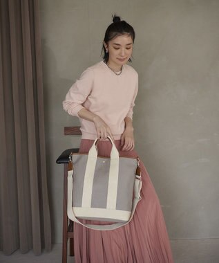 TOPKAPI 【Breath TOPKAPI】スコッチグレイン ネオレザー 縦型 A4 トート バッグ ショルダー付き L ライトグレー