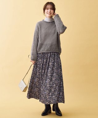 ANY レーシーネットニット チャコール