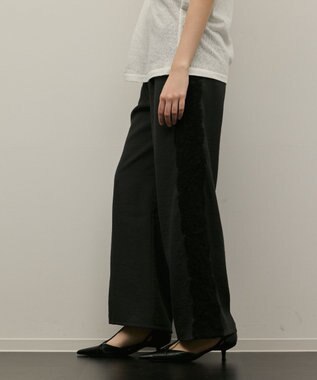 GRACE CONTINENTAL サイドレースパンツ チャコール