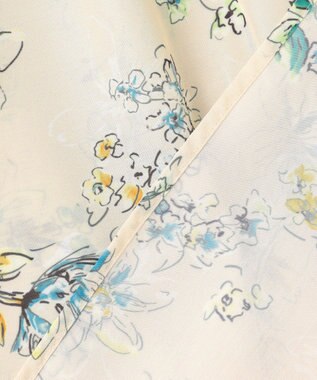 自由区 L エアリーローン花柄プリント ブラウス ベージュ×ブルー