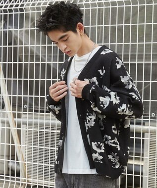 WEGO リラックスフィットパターンカーディガン ブラックその他