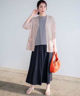 組曲 ギャザーライトデシン パンツ ネイビー系