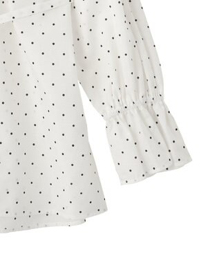 earth music&ecology 【イージーケア】TRキュプラダブルボタンフリルシャツ Dot