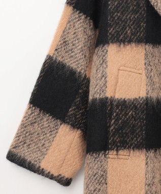 GRACE CONTINENTAL シャギーチェックチェスターコート キャメル