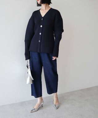 Green Parks リブニットカーディガン Navy