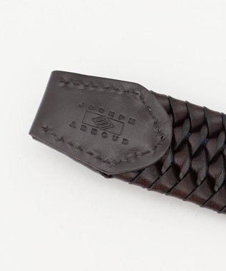 JOSEPH ABBOUD  【イタリア素材・ストレッチ・日本製】 ストレッチレザー ベルト ダークブラウン系