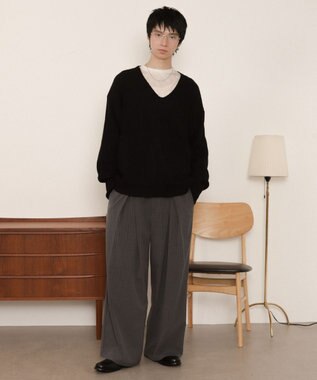 WEGO エルボーパッチVネックプルオーバー ブラック