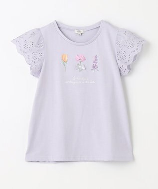 ANY KIDS フラワー スパンコール Tシャツ サックスブルー