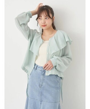 earth music&ecology ラッフルシアードロストブラウス Mint