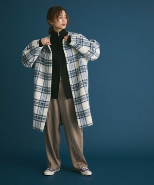 Green Parks ＺＩＰ付き畦ニットチュニック Black