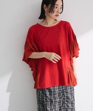 Green Parks 袖フレアドッキングカットプルオーバー Red