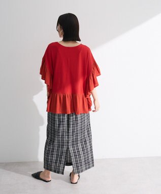 Green Parks 袖フレアドッキングカットプルオーバー Red