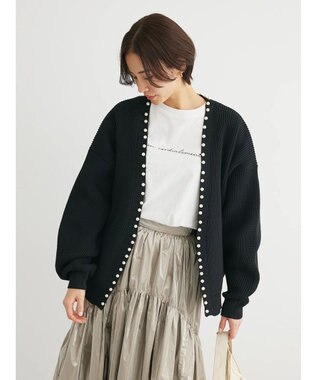 Green Parks ・ＥＬＥＮＣＡＲＥ　ＤＵＥパールトッパーカーディガン Black