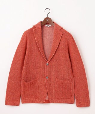 JOSEPH ABBOUD 【洗える】ストローヤーン ニット ジャケット オレンジ系