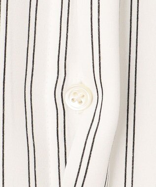 J.PRESS LADIES 【洗える】 バックサテンランダムストライプ バンドカラー ブラウス ホワイト系1