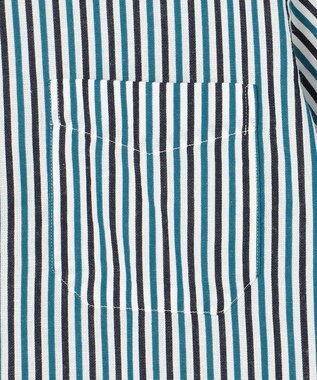 JOSEPH ABBOUD 【イージーケア】ストライプ 半袖シャツ ネイビー系1