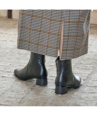 ing <ing>【WEB限定】スクエアトゥショートブーツ ブラック