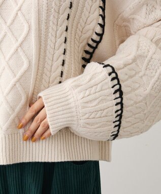 Green Parks ・ＥＬＥＮＣＡＲＥ　ＤＵＥ　ハンドステッチケーブルニッ Ivory