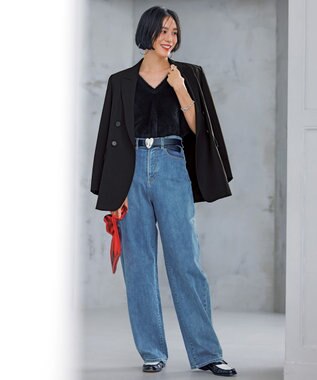 UNFILO 【UNFILO DENIM】撥水 カーブワイドデニム ミッドブルー