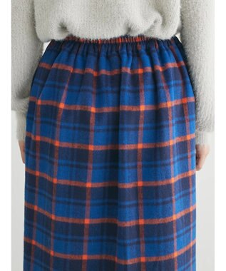 Green Parks シャギーチェックスカート Navy