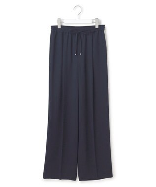 23区 【接触冷感/UVカット/吸水速乾】ストレッチジョーゼット ワイド パンツ ネイビー系