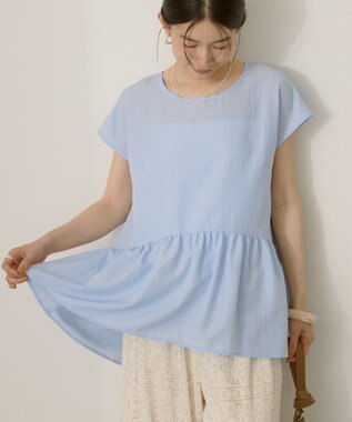 AMERICAN HOLIC ペプラムノースリーブブラウス【WEB限定カラー有り】 Sax