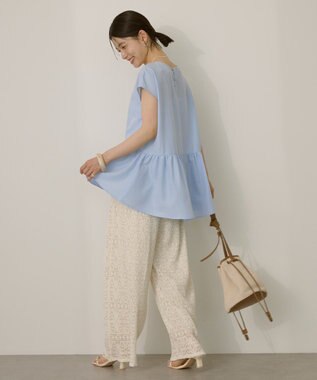 AMERICAN HOLIC ペプラムノースリーブブラウス【WEB限定カラー有り】 Sax