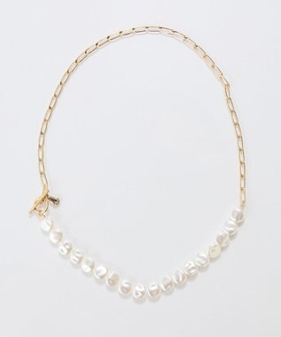 Phoebe メタリックパールチョーカーネックレス/41cm ホワイト