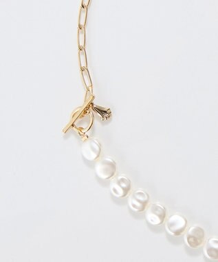 Phoebe メタリックパールチョーカーネックレス/41cm ホワイト