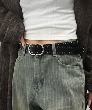 WEGO Lダブルリングスタッズベルト ブラック